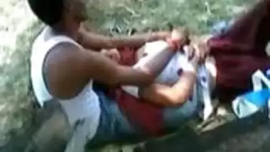 Indian Girl allow to play her lover with her Boobs in a Park