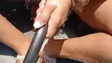 Big boobs wife captured while bathing and asking bj for live show