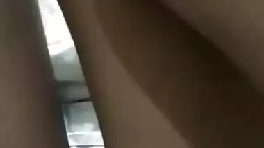 Horny desi girl fingering her hairy pussy and showing boobs to lover