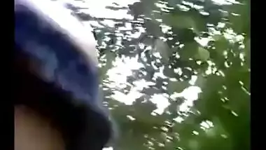 Nice-looking legal age teenager beauty rides her lover in an outdoor sex session