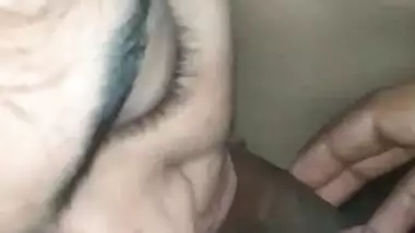 Beautiful nude girl giving erotic blowjob to lover