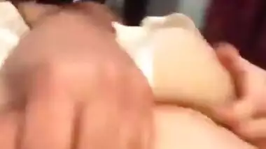 Sexy blue film of a horny young couple having fun in a hotel room