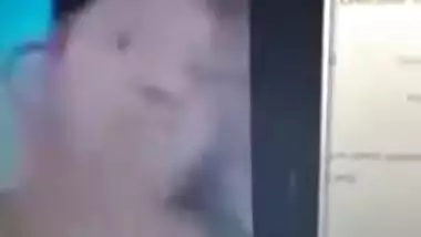 During video chat Desi gal reluctantly flashes BF her medium XXX tits