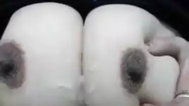 Point of view porn video of Indian guy cumming on girl's breasts