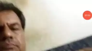 Old man enjoys a nude video call with another couple