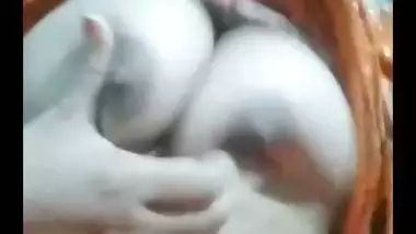 Young Bengali girl boobs pressing and fingering pussy