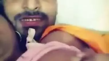 Indian uncovers her full XXX tits for sex partner who touches them