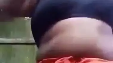 Desi takes outdoor shower and gets dressed in outdoor XXX self-tape