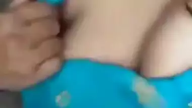 Pressing her boobs sexy bhabi
