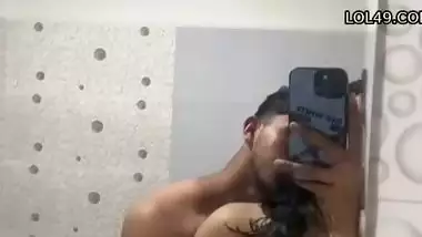 Big boobs GF romancing lover with mouth and pussy fucking