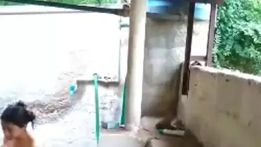 Teen Desi skinny doesn't know a voyeur films her taking a XXX shower