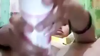 Desi babe using room freshener bottle to masturbate