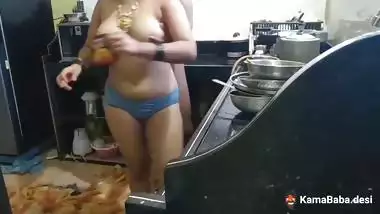 Macho Devar bangs his nude Bhabhi in the kitchen