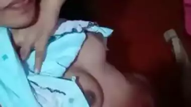 XXX selfie of young Desi woman who pulls nightgown up to show tits