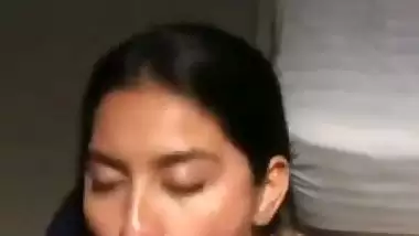 Cock hungry Mumbai babe sucks a dick and licks cum