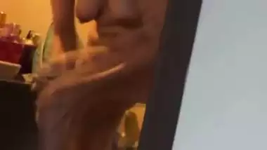 Open door bathing of cute Indian college sister