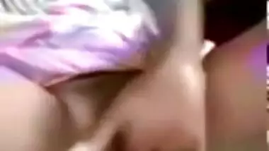 Babe in cute dress reaches orgasm when XXX fingering her Desi cunt