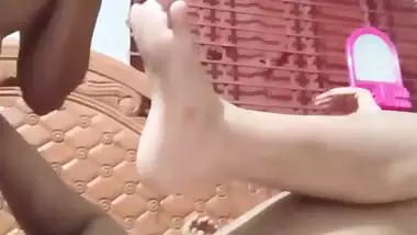 Masked wife boob massage and pussy licking viral sex