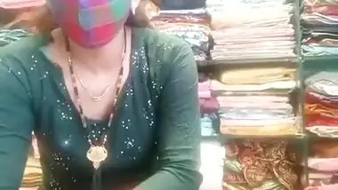 Horny Bhabi in Green Salwar Showing Pussy and Ass in Shop ~