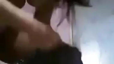 Woman shows XXX boobs before putting a sex bra on in front of Desi cam